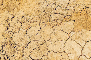 Dry cracked clay with sand, background texture