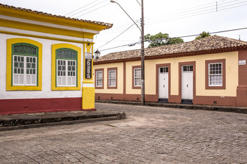 Facade of a colonial historic building in center of Iguape, south coast of Sao Paulo State