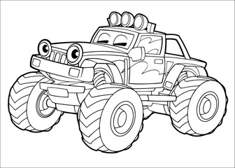 cartoon funny off road vector truck - isolated coloring page © honeyflavour