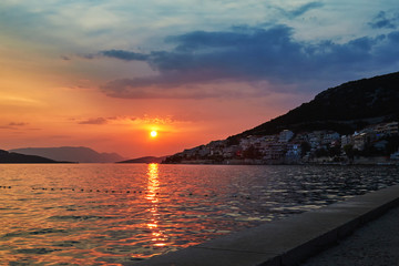 Beautiful sunset on the coast of Neum, Bosnia and Herzegovina