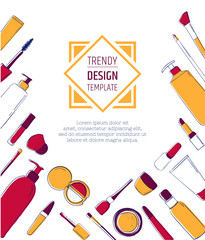 Beauty salon and make up bunner layout. Template of a poster, a flyer or a price tag. Advertising design template with space for text. Trendy style