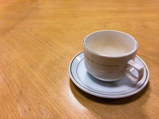 Shot of empty cup. Daily morning ritual, having cup of coffee. Nothing make sense before having a coffee. ​