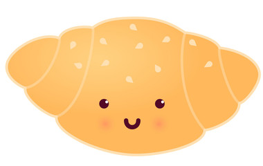 Croissant smiling icon. Sweets.
