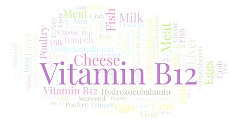 Fototapeta premium Vitamin B12 word cloud.