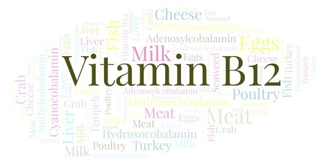 Obraz premium Vitamin B12 word cloud.