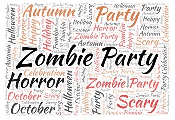 Zombie Party horizontal word cloud.