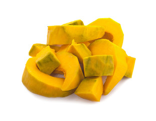 sliced pumpkin chunks isolated
