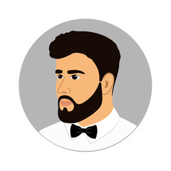 Man icon. Gentleman. Logo. A man with a beard and mustache. 