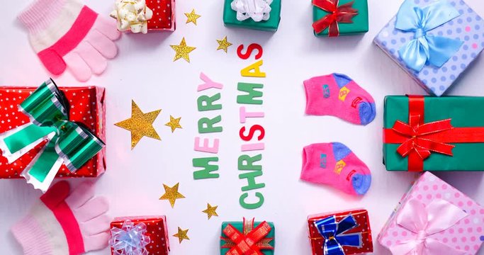 Stop motion christmas and gift box Decoration for christmas background  