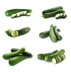 Tasty fresh zucchini on white background
