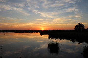 Obraz premium Coucher de soleil sur le domaine de Certes, Bassin d'arcachon