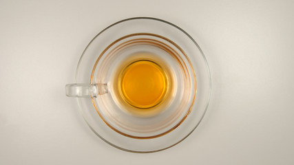 TOP VIEW: Empty glass tea cup