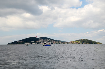View to the Prince Islands from the sea of Marmara. Turkey