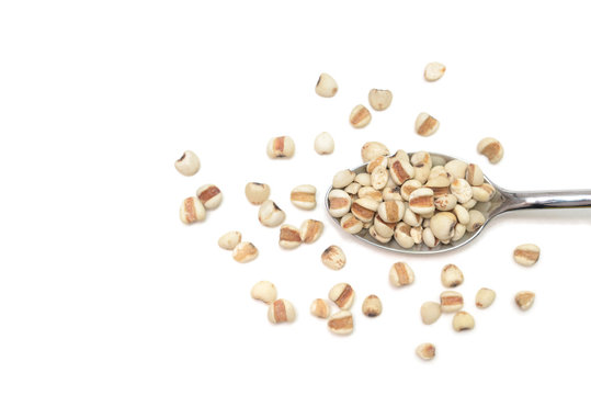 Chinese pearl barley on white background - isolated
