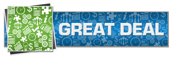 Great Deal Green Left Symbols Blue Text 