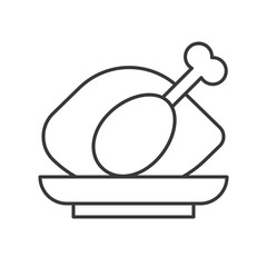 roast chicken on plate, food outline icon