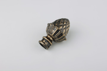 Tips for curtain poles on a white background. Ending for curtain eaves. Finials for curtain cornices.