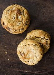 Cookies on dark wooden background