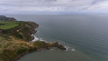 Three Cliffs Bay South Wales
Aerial view of Pobbles bay and the dramatic Three Cliffs Bay on the Gower peninsula, Swansea, South Wales, UK
