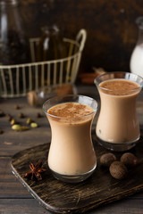 Traditional Indian masala tea. Spicy tea with aromatic spices and milk.