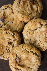 Cookies on dark wooden background