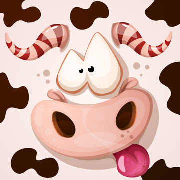 Funny, cute, crazy monster characters. Cow illustration Vector eps 10