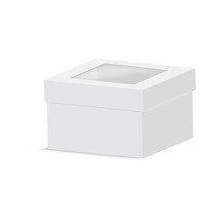 Blank paper box packaging with plastic window. Vector