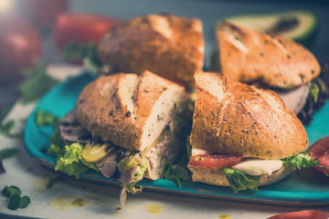 Homemade sandwich with fresh ingredients