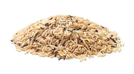 Heap of rice on white background