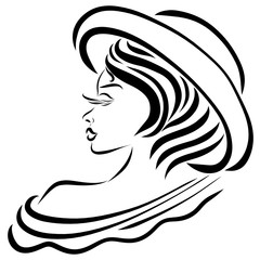 Charming lady in a summer hat with an open shoulder