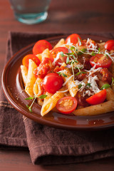 veggie penne pasta with tomatoes parmesan thyme
