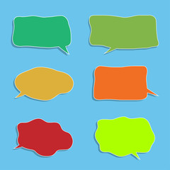 Vector set of stickers of speech bubbles. Blank empty speech bubbles