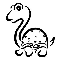 Funny turtle with a pattern on the shell, large eyes and a long neck