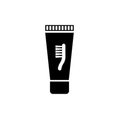 Toothpaste Tube. Flat Vector Icon illustration. Simple black symbol on white background. Toothpaste Tube sign design template for web and mobile UI element