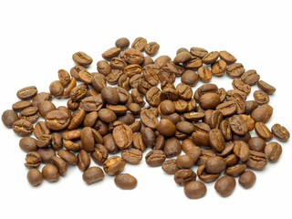 Coffee beans on white background.
