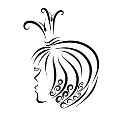 Princess with a short haircut, a stylish crown and a pattern in her hair