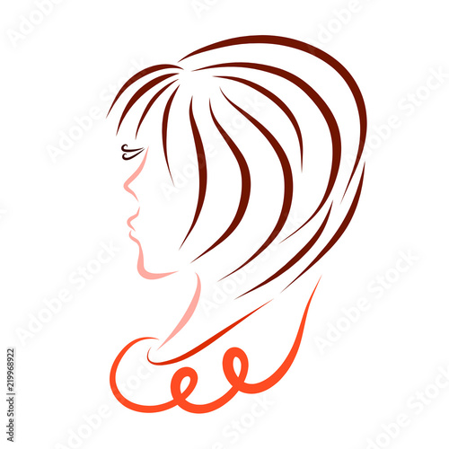 A Girl With Short Lush Brown Hair And A Bangs Stockfotos