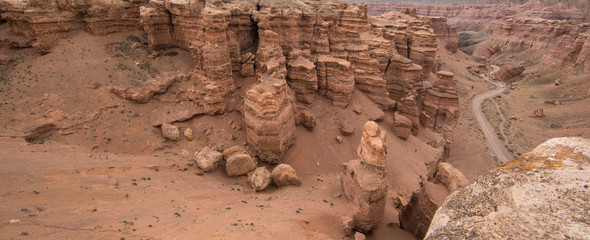natural red stone canyon similar to the Martian landscape,Charyn Canyon in Kazakhstan
