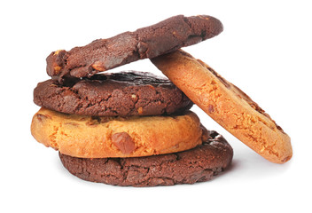 Different tasty cookies on white background