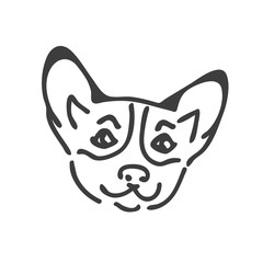 Corgi dog head tattoo design. Corgi head silhouette