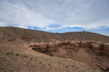 Fototapeta na wymiar natural red stone canyon similar to the Martian landscape,Charyn Canyon in Kazakhstan