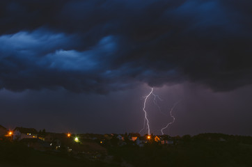 Summer thunderstorm and lightnings