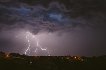 Summer thunderstorm and lightnings