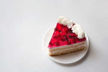 Cranberry cake slices isolated on white background with a copy space