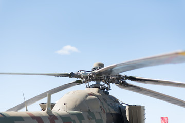Fototapeta na wymiar helicopter rotor on the sky background