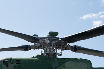 helicopter rotor on the sky background