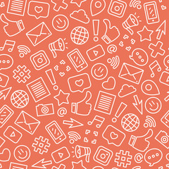 Social media seamless pattern. Internet messenger background. Vector illustration