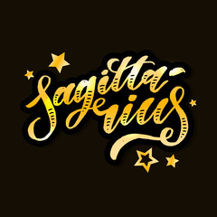 Sagittarius lettering Calligraphy Brush Text horoscope Zodiac sign