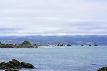 Beautiful scenery of Taputeranga Marine Reserve is located on Wellington  's South coast covering Island Bay , Owhiro Bay and Houghton Bay , Wellington , North Island of New Zealand © PK4289