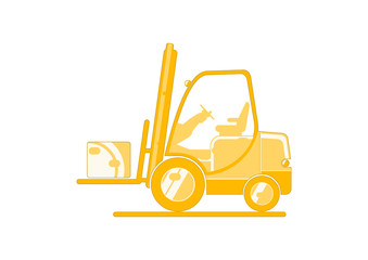 Forklift icon. Flat vector forklift truck infographic pictogram.